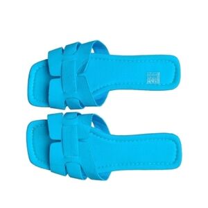 NEW Cond. Bright Turquoise Woven Slide Sandals Designer Inspired  Spring 2026